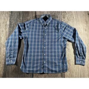 Van Heusen Never Tuck Slim Fit Shirt 16-16.5 Large Button Up Long Sleeve